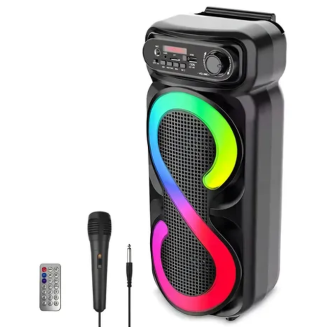 Parlante Bluetooth Portátil con Luces RGB y Karaoke