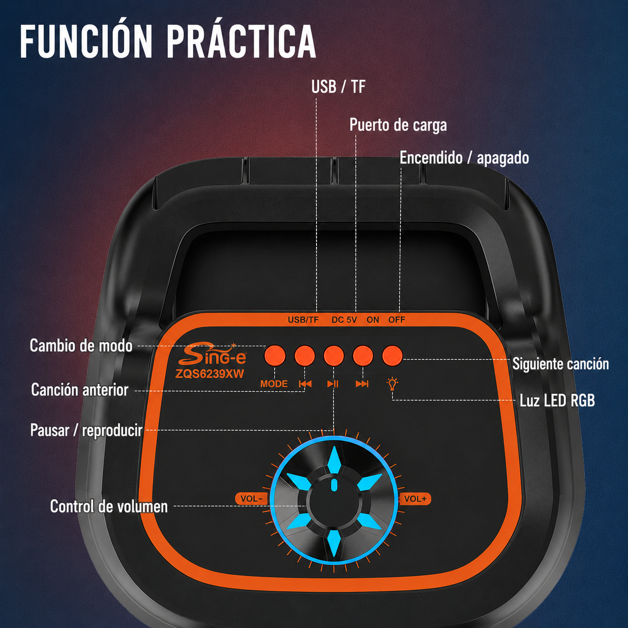 Parlante Bluetoothcon Luces RGB y Micrófono