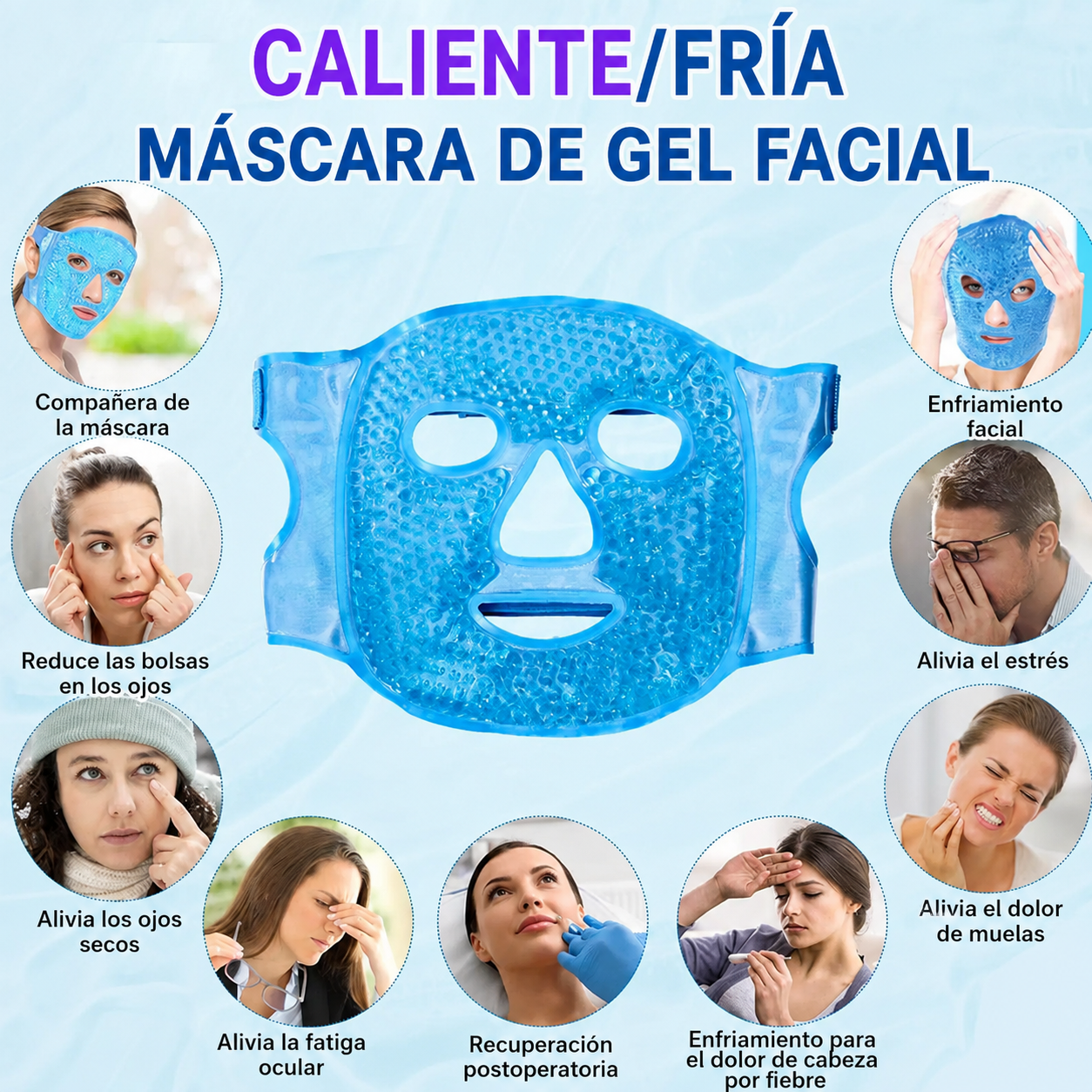 Máscara Facial de Gel Frío/Calor Reutilizable | Relajación y Cuidado Facial