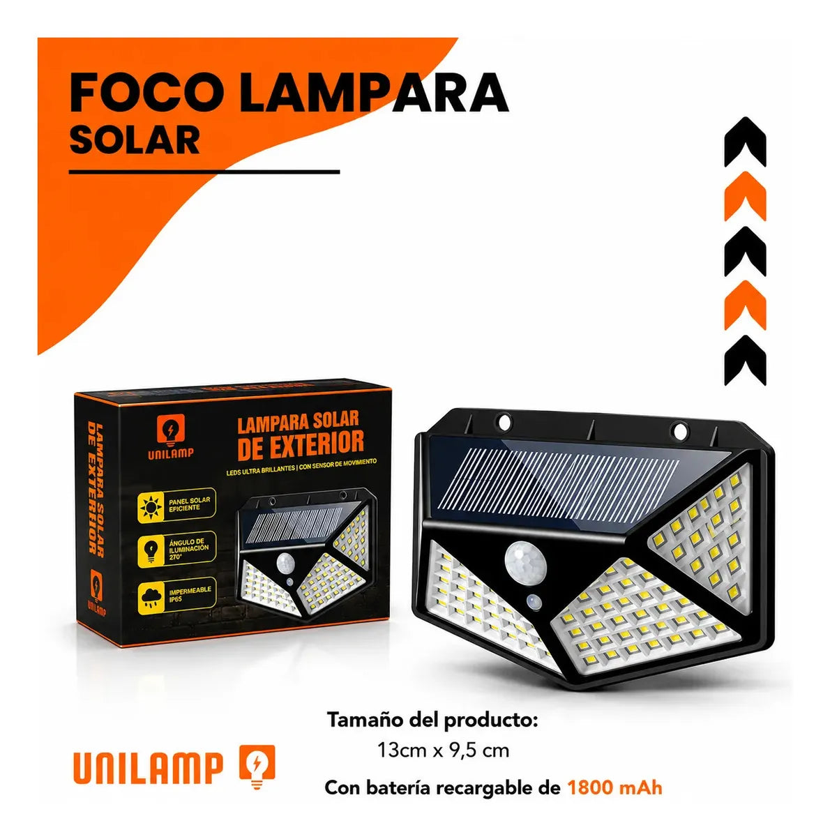 Foco Solar LED con Sensor de Movimiento para Exterior