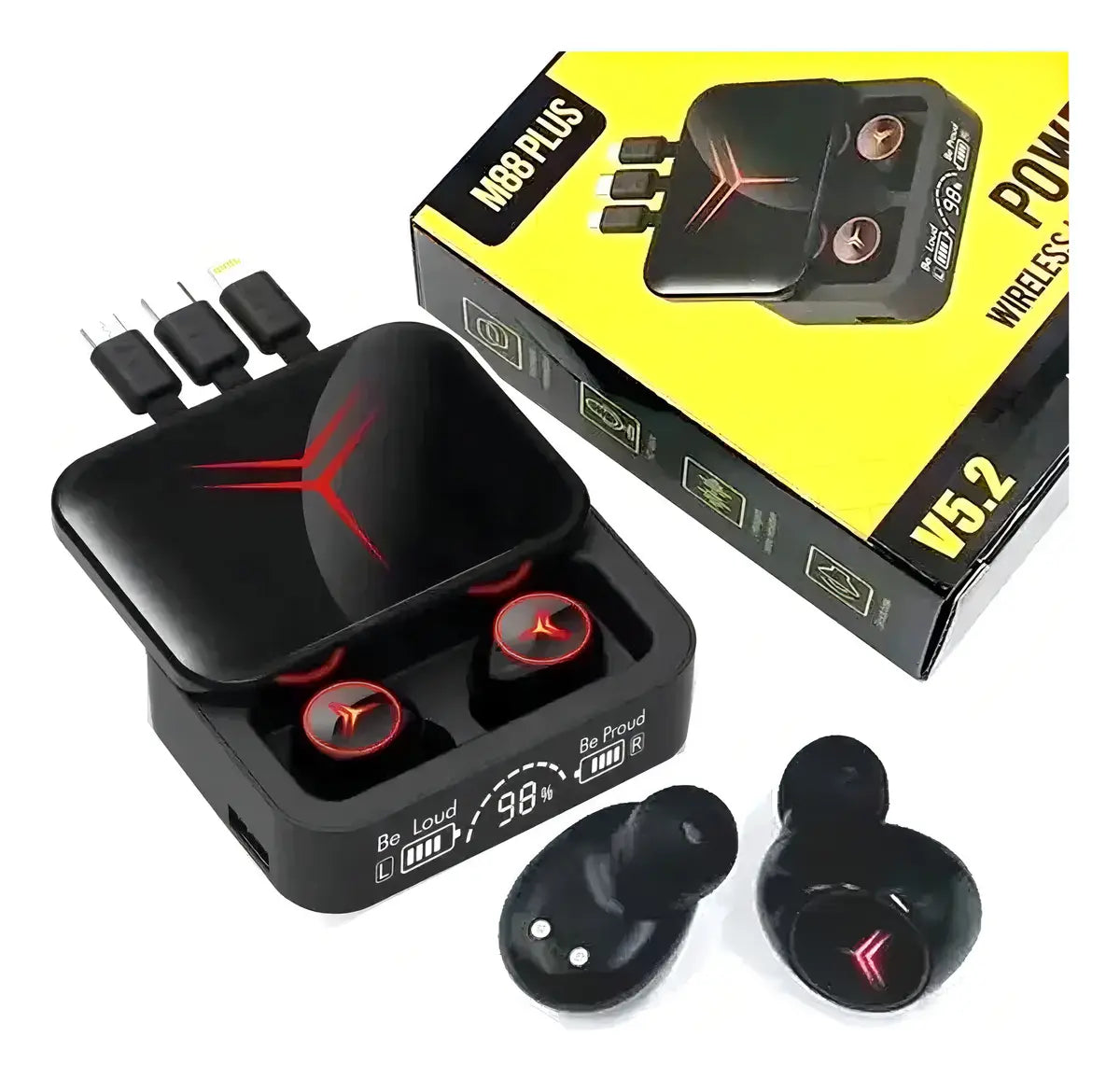 Auriculares Bluetooth M88 Plus con Estuche Power Bank