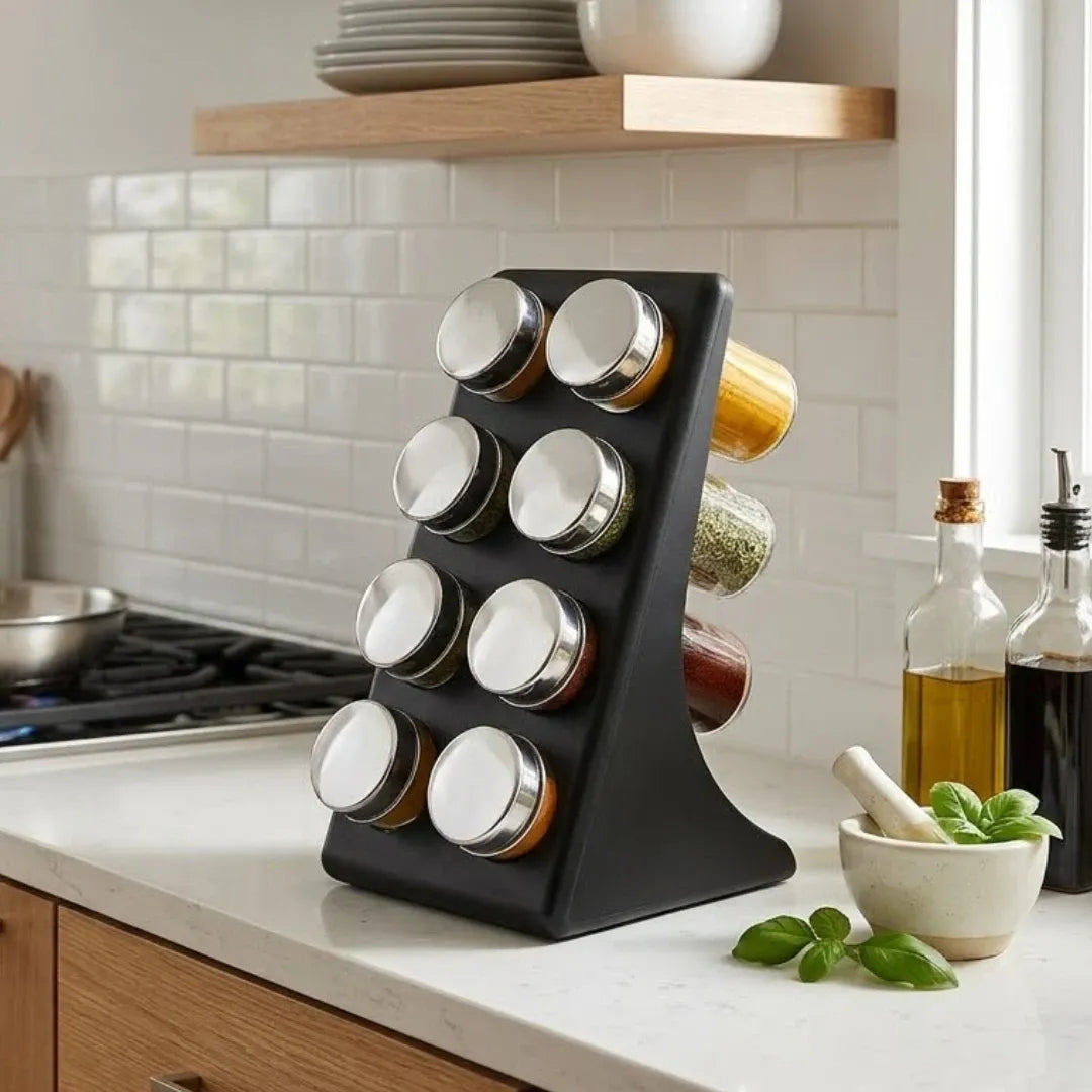 Especiero Magnético con 8 Frascos de Vidrio