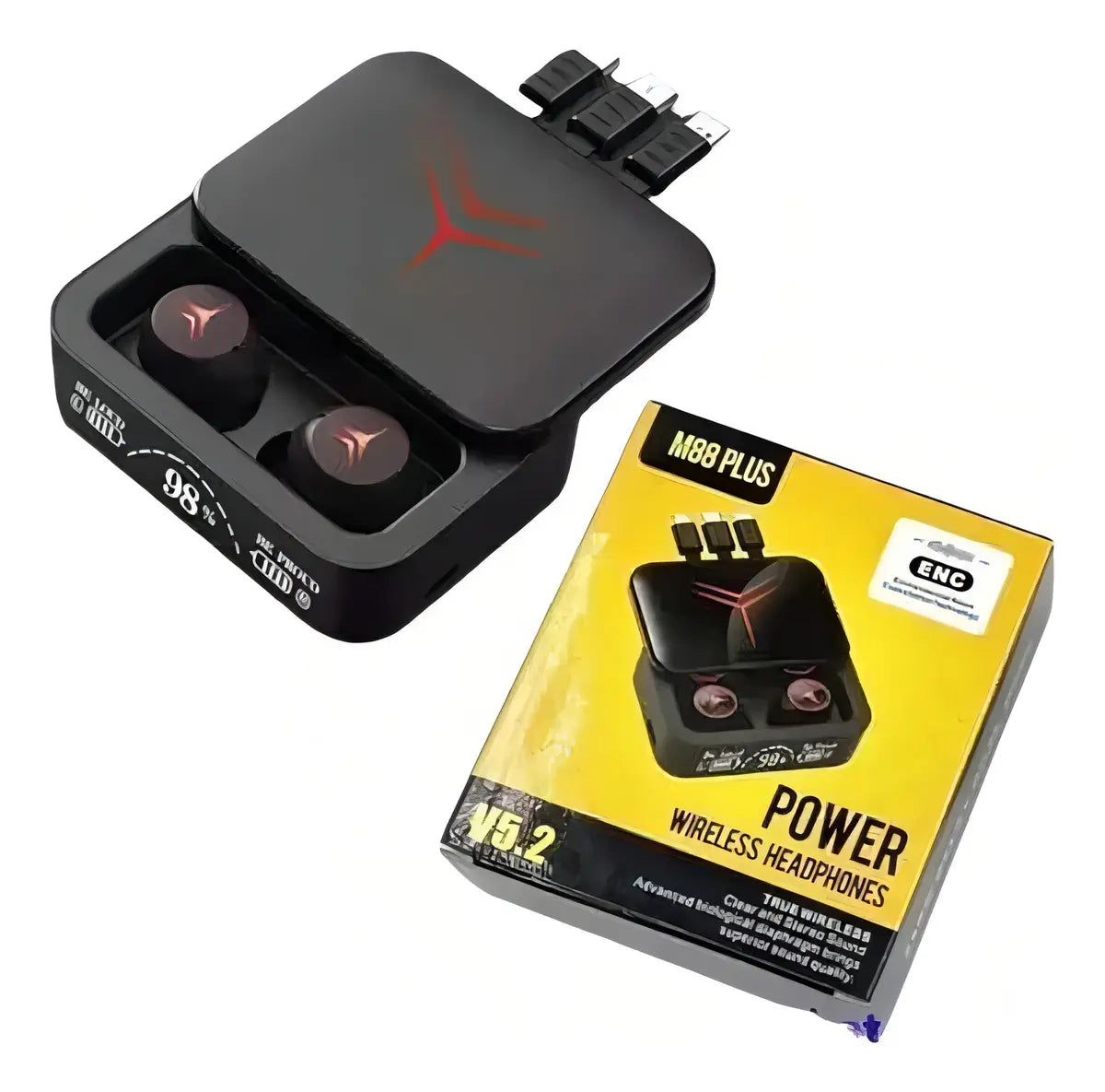 Auriculares Bluetooth M88 Plus con Estuche Power Bank