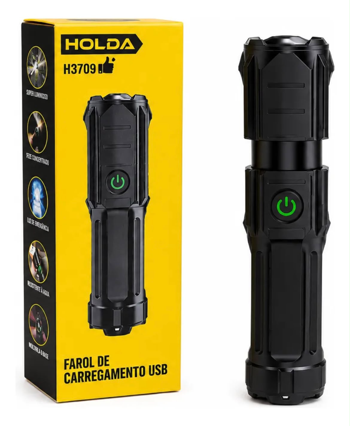 Linterna LED Recargable USB Holda H3709
