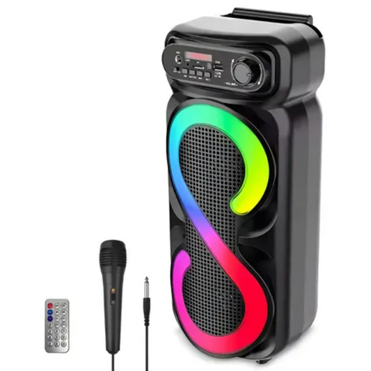 Parlante Bluetooth Portátil con Luces RGB y Karaoke