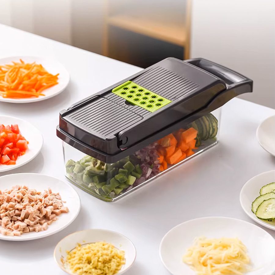 Cortador de Verduras Multifunción 7 en 1 con Recipiente | Rebanador, Picador y Rallador