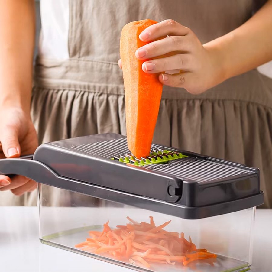 Cortador de Verduras Multifunción 7 en 1 con Recipiente | Rebanador, Picador y Rallador