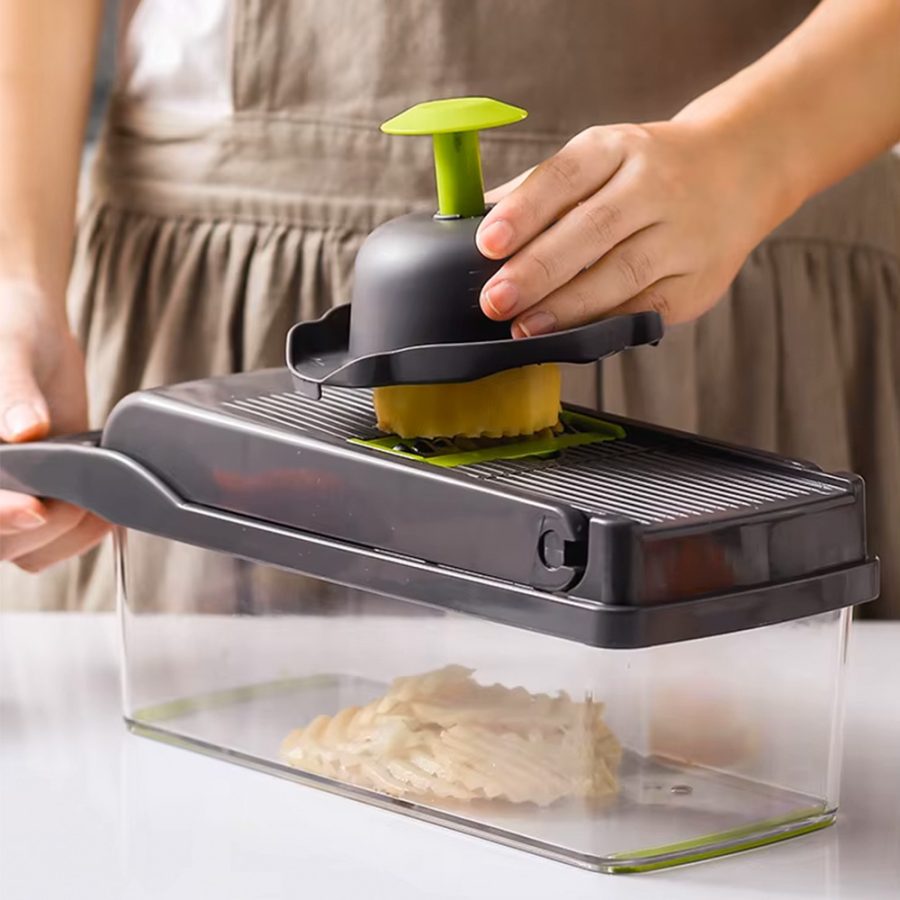 Cortador de Verduras Multifunción 7 en 1 con Recipiente | Rebanador, Picador y Rallador